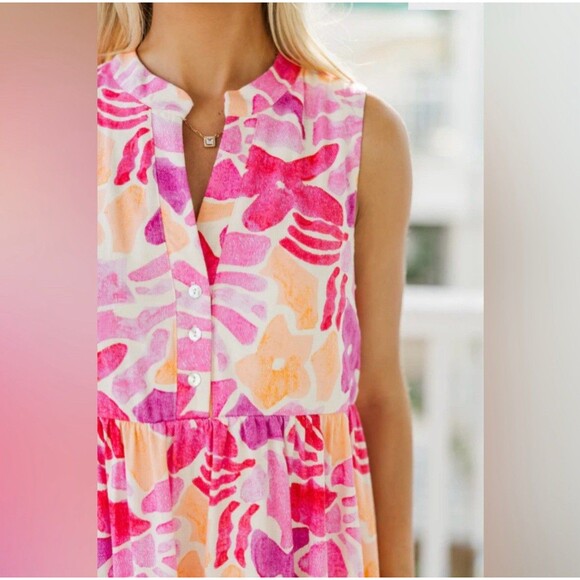 NWT Baltic Born Pink Multi Floral Cami Short Linen Blend Dress Sz S Cute Summer - Picture 4 of 16